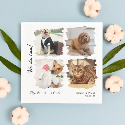 猫ユニーク犬の愛玩写真4枚結婚 スタンダードカクテルナプキン