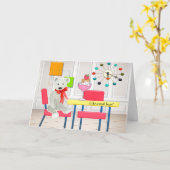 猫ユーモアのあるとクマのシニアカード カード (黄色い花)