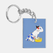 猫ユーモアのある日本のの入浴 キーホルダー (正面左)