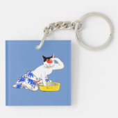 猫ユーモアのある日本のの入浴 キーホルダー (裏面)