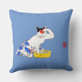 猫ユーモアのある日本のの入浴 クッション (裏面)