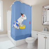 猫ユーモアのある日本のの入浴 シャワーカーテン (インサイチュ)