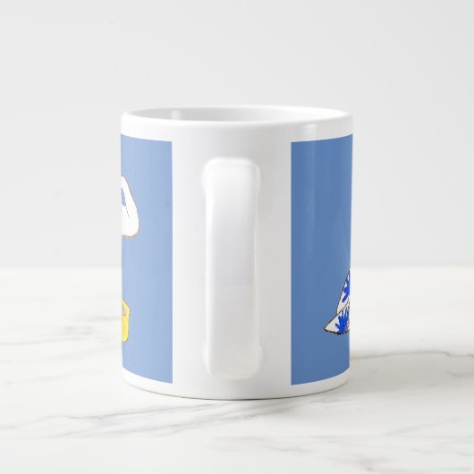 猫ユーモアのある日本のの入浴 ジャンボコーヒーマグカップ (裏面)