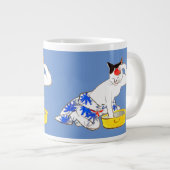 猫ユーモアのある日本のの入浴 ジャンボコーヒーマグカップ (正面右)