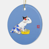 猫ユーモアのある日本のの入浴 セラミックオーナメント (左)
