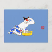 猫ユーモアのある日本のの入浴 ポストカード (正面)