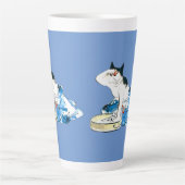 猫ユーモアのある日本の入浴II カフェラテマグ (正面)