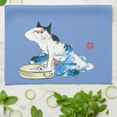猫ユーモアのある日本の入浴II キッチンタオル (折り畳み)
