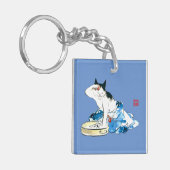 猫ユーモアのある日本の入浴II キーホルダー (正面左)