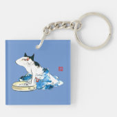 猫ユーモアのある日本の入浴II キーホルダー (裏面)