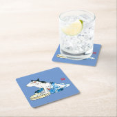 猫ユーモアのある日本の入浴II スクエアペーパーコースター (インサイチュ)