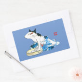 猫ユーモアのある日本の入浴II 長方形シール (封筒)