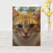 猫ユーモアのある誕生日カード カード (黄色い花)