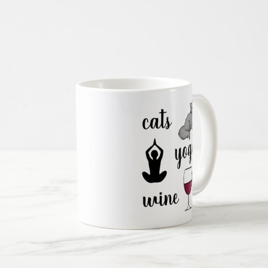 猫ヨガのワおもしろいイン好き コーヒーマグカップ (正面右)
