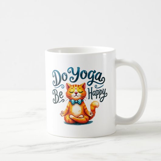 猫ヨガポーズ – ヨガをして幸せになれ コーヒーマグカップ (右)