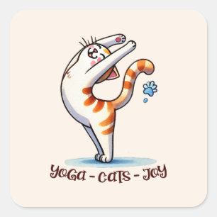 猫ヨガポーズ – ヨガ – 猫 – Joy スクエアシール