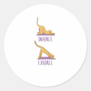 猫ヨガ可愛い猫スポーツEXHALE ラウンドシール
