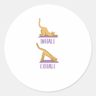 猫ヨガ可愛い猫スポーツEXHALE ラウンドシール