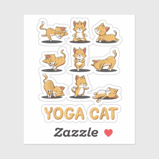 猫ヨガ禅猫ヨガポーズ瞑想男性女性キ シール (シート)