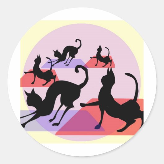 猫ヨガ ラウンドシール (正面)