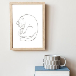 猫ラインアートポスター ポスター