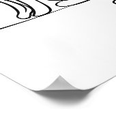 猫ラインアート白黒 ポスター (角)