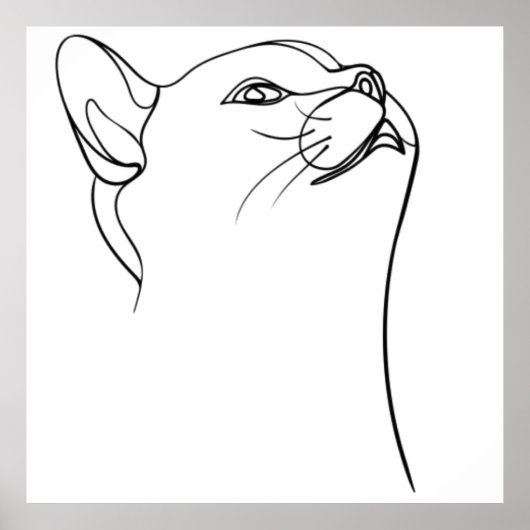 猫ラインアート ポスター (正面)