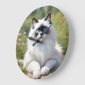 猫ラグドール印象派美しい ラージ壁時計 (傾斜)