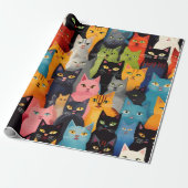 猫ラッカラフルピング紙 ラッピングペーパー (アンロールド)