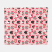 猫ラブ·ガールズ·ピンクの猫 フリースブランケット (正面(横))