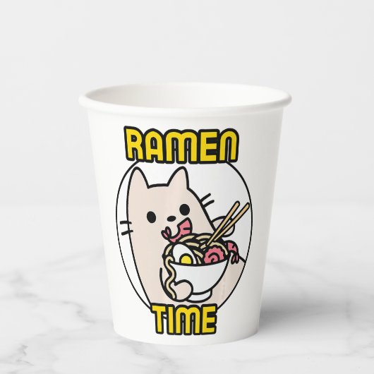 猫ラーメンおもしろい動物愛好家ペットオーナー 紙コップ (正面)