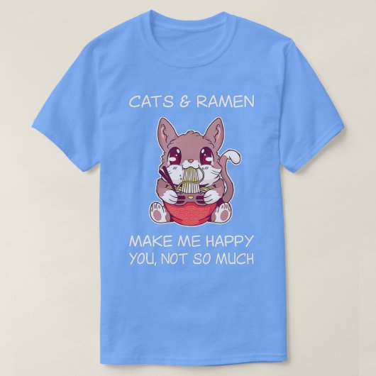 猫ラーメンのシャツ皮肉ラーメンと猫C Tシャツ (デザイン正面)
