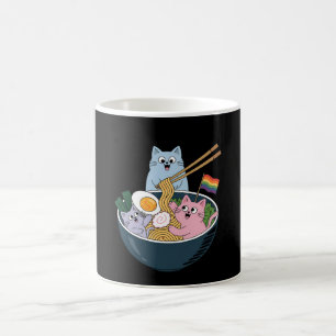 猫ラーメンレインボー LGBTQ ゲイ レズビアン プライド アライ コーヒーマグカップ