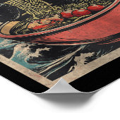 猫ラーメン日本のおもしろいかわいい猫グラフィックメニューG ポスター (角)