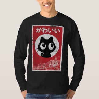 猫ラーメン日本のグラフィックおもしろいかわいいアニメギフト Tシャツ