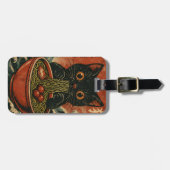 猫ラーメン日本のグラフィックおもしろいかわいい猫アニメ ラゲッジタグ (正面横)