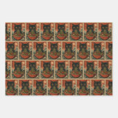 猫ラーメン日本のグラフィックおもしろいかわいい猫アニメ ラッピングペーパーシート (正面)