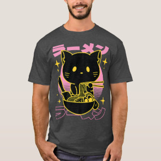 猫ラーメン猫日本のかわいいかわいいアニメ猫フレーム Tシャツ
