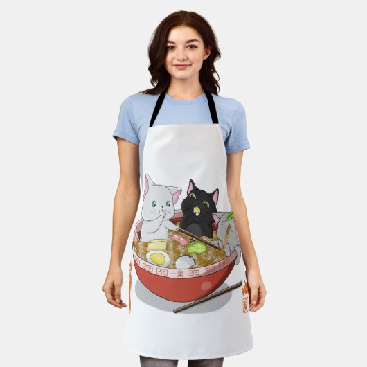 猫ラーメン猫 エプロン (着用した状態)