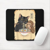 猫ラーメン猿Tシャツ 面白い 猫と猿がラーメンを食べる マウスパッド (マウス)