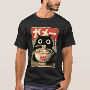 猫ラーメン美学日本浮世絵アートアニメ Tシャツ