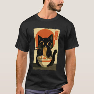 猫ラーメン美学日本浮世絵アートアニメ Tシャツ