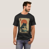 猫ラーメン美学日本浮世絵アートアニメ Tシャツ (正面フル)