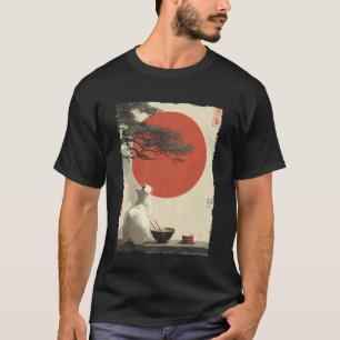 猫ラーメン美学日本浮世絵アートアニメ Tシャツ