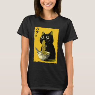猫ラーメン美学日本浮世絵アートアニメ Tシャツ