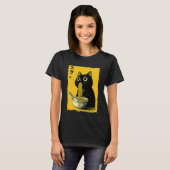 猫ラーメン美学日本浮世絵アートアニメ Tシャツ (正面フル)
