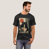 猫ラーメン美学日本浮世絵アートアニメ Tシャツ (正面フル)