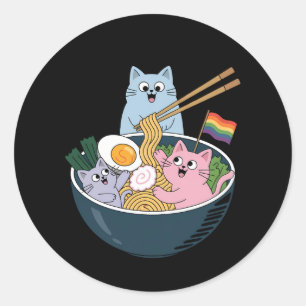 猫ラーメン虹LGBTQゲイレズビアンプライド同盟 ラウンドシール