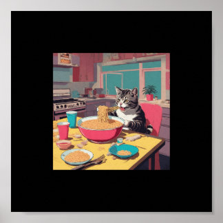 猫ラーメン食べ物ポスター ポスター