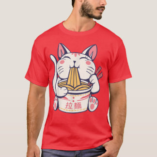 猫ラーメン、ラーメン猫、かわいいかわいいステッカー Tシャツ